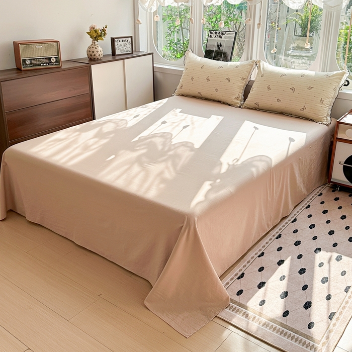 91家纺网 家纺一手货源 找家纺 芯贝儿 2026新款A类仿棉古法水洗棉复古法式花边四件套（提供买家秀） 漫花蝶舞