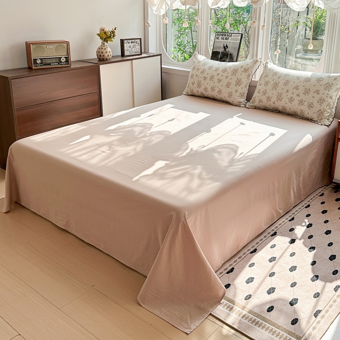 91家纺网 家纺一手货源 找家纺 芯贝儿 2026新款A类仿棉古法水洗棉复古法式花边四件套（提供买家秀） 甜菊