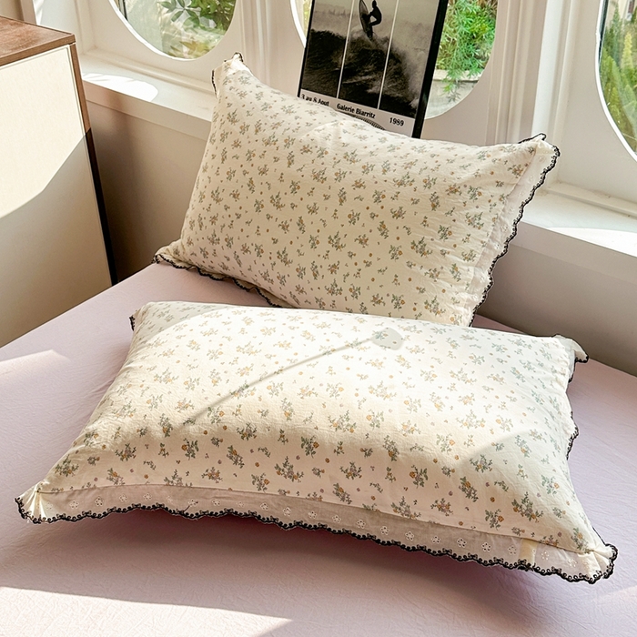 91家纺网 家纺一手货源 找家纺 芯贝儿 2026新款A类仿棉古法水洗棉复古法式花边四件套（提供买家秀） 屹花