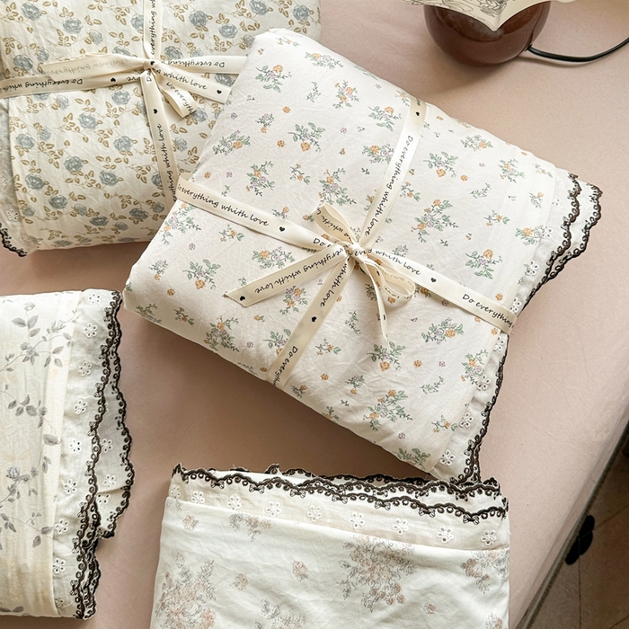 91家纺网 家纺一手货源 找家纺 芯贝儿 2026新款A类仿棉古法水洗棉复古法式花边四件套（提供买家秀） 组合图仅供参考不可下单