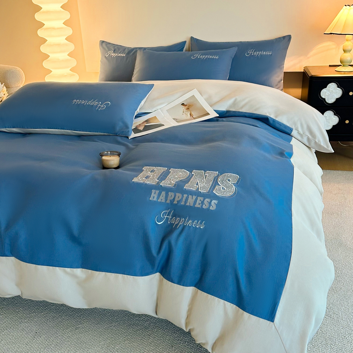 91家纺网 家纺一手货源 找家纺 麦空 2025新款水洗棉刺绣纯色学生季三件套-晴空系列 初黄