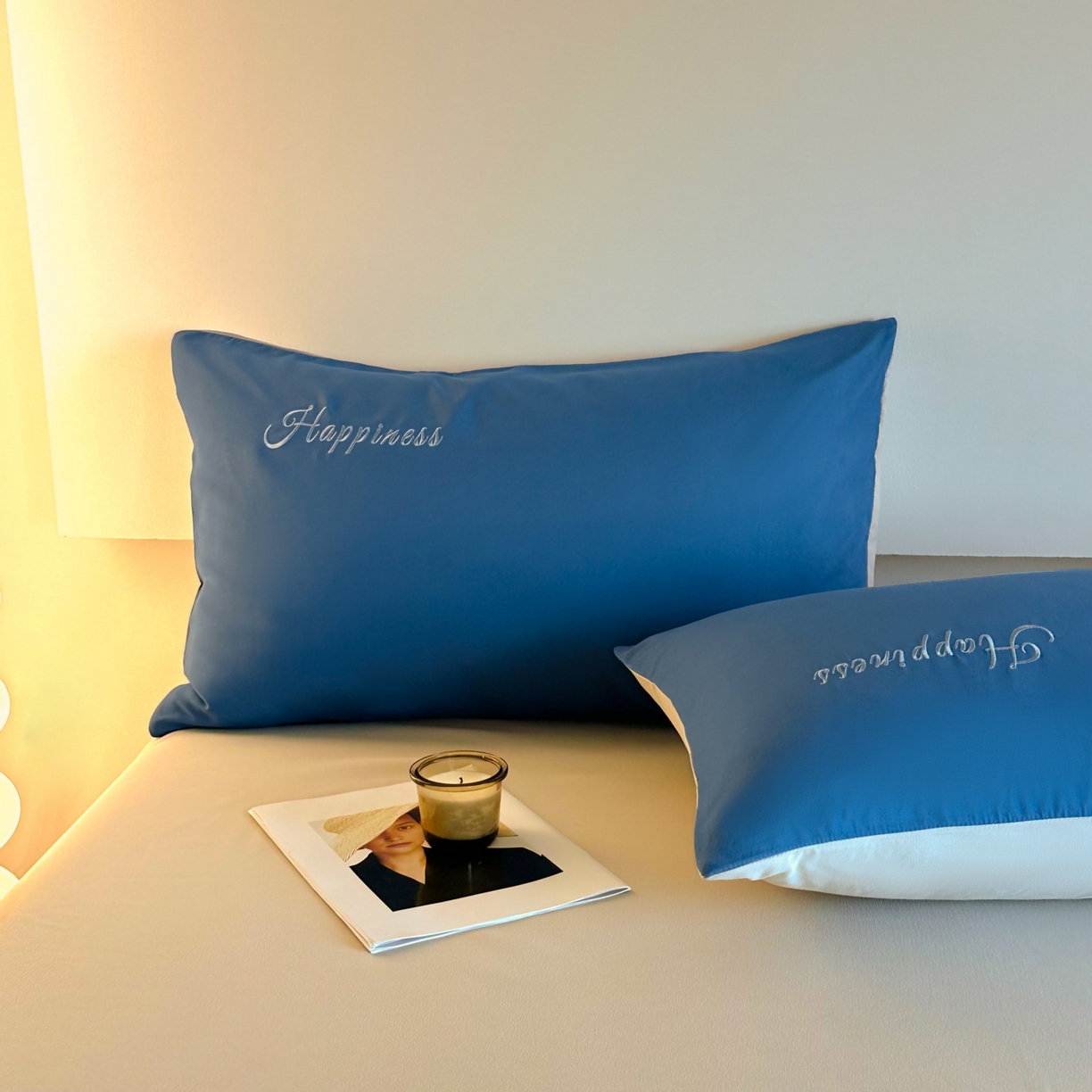 91家纺网 家纺一手货源 找家纺 麦空家居 2026新款提花大拼角贴布水洗棉四件套 宾利蓝