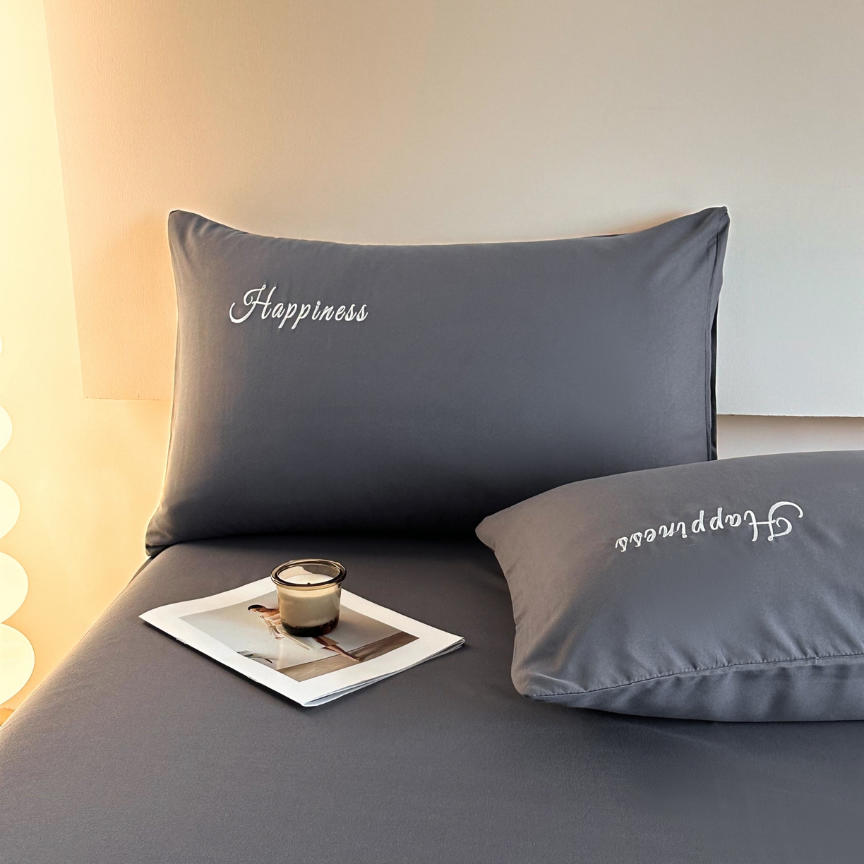 91家纺网 家纺一手货源 找家纺 麦空家居 2026新款提花大拼角贴布水洗棉四件套 高级灰