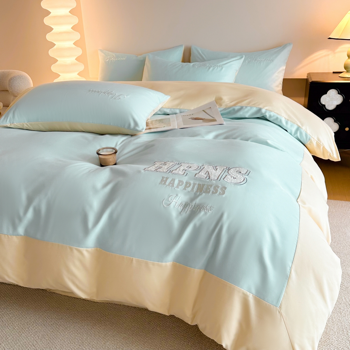 麦空家居 2026新款提花大拼角贴布水洗棉四件套 梵星兰