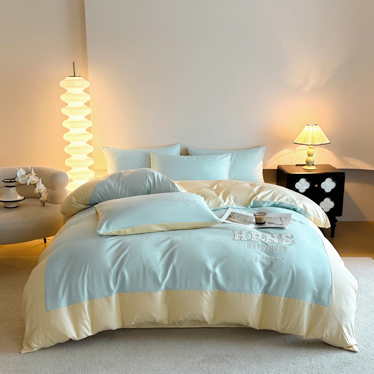 91家纺网 家纺一手货源 找家纺 麦空家居 2026新款提花大拼角贴布水洗棉四件套 梵星兰