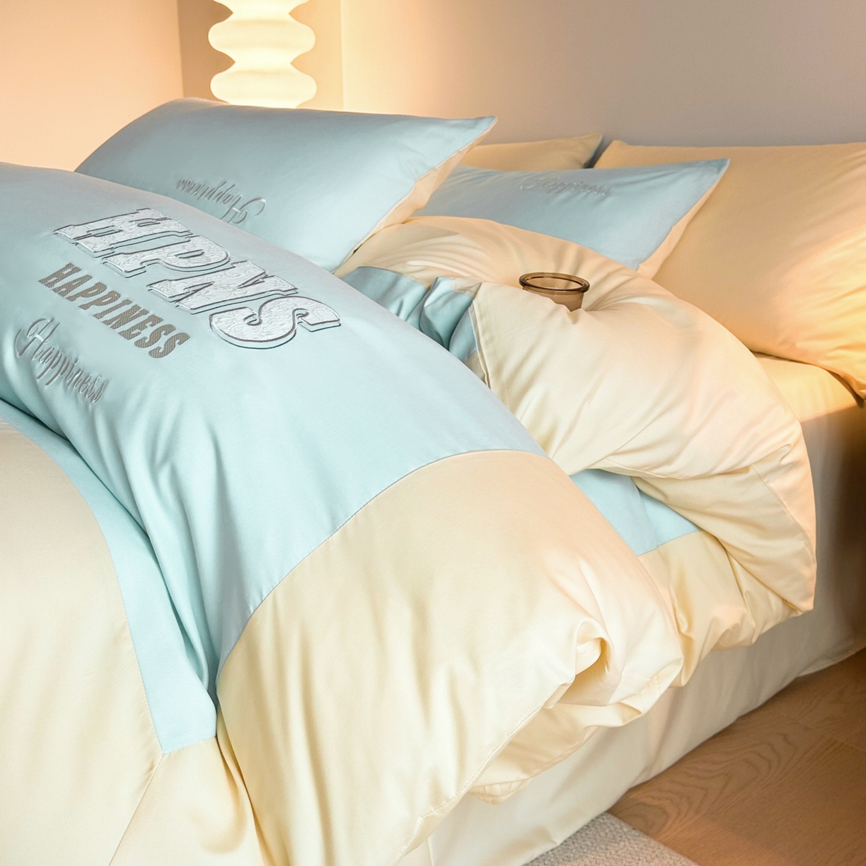 91家纺网 家纺一手货源 找家纺 麦空家居 2026新款提花大拼角贴布水洗棉四件套 梵星兰