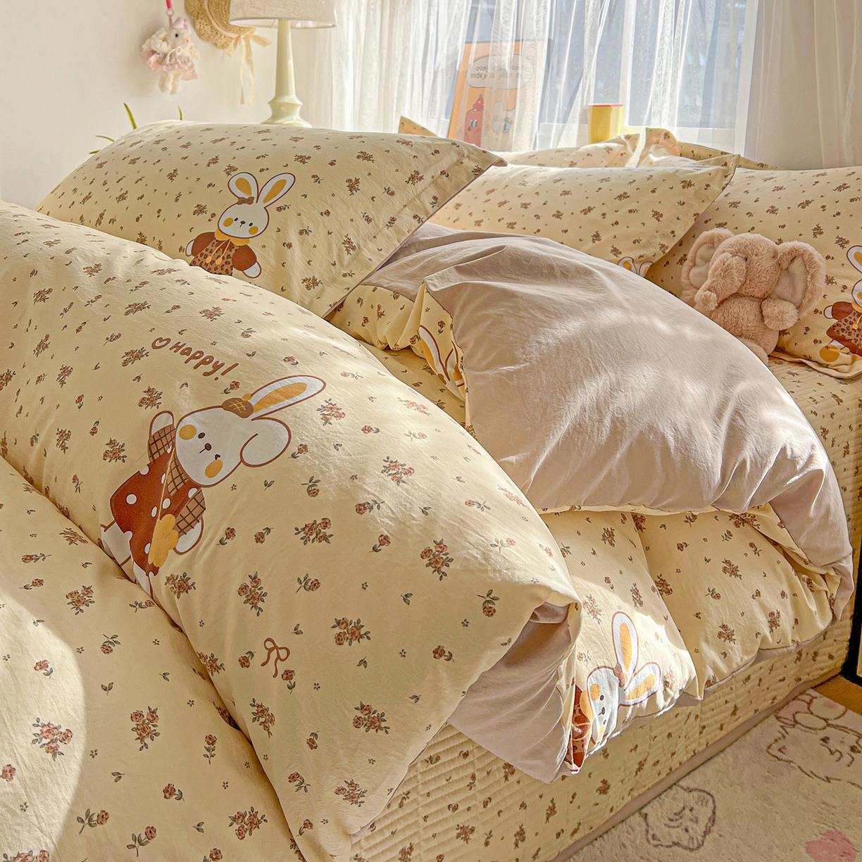 91家纺网 家纺一手货源 找家纺 （总）仟网汇 2026新款亲肤舒适仿棉印花床盖四件套