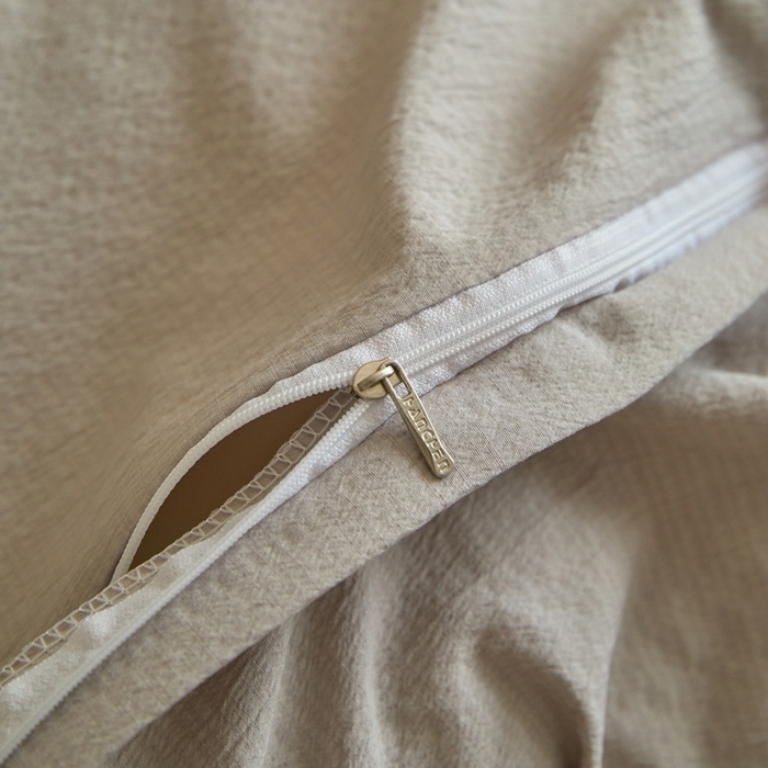 91家纺网 家纺一手货源 找家纺 麦空家居 2025新款无印风竹麻皱纱简约纯色四件套 珍珠灰独版