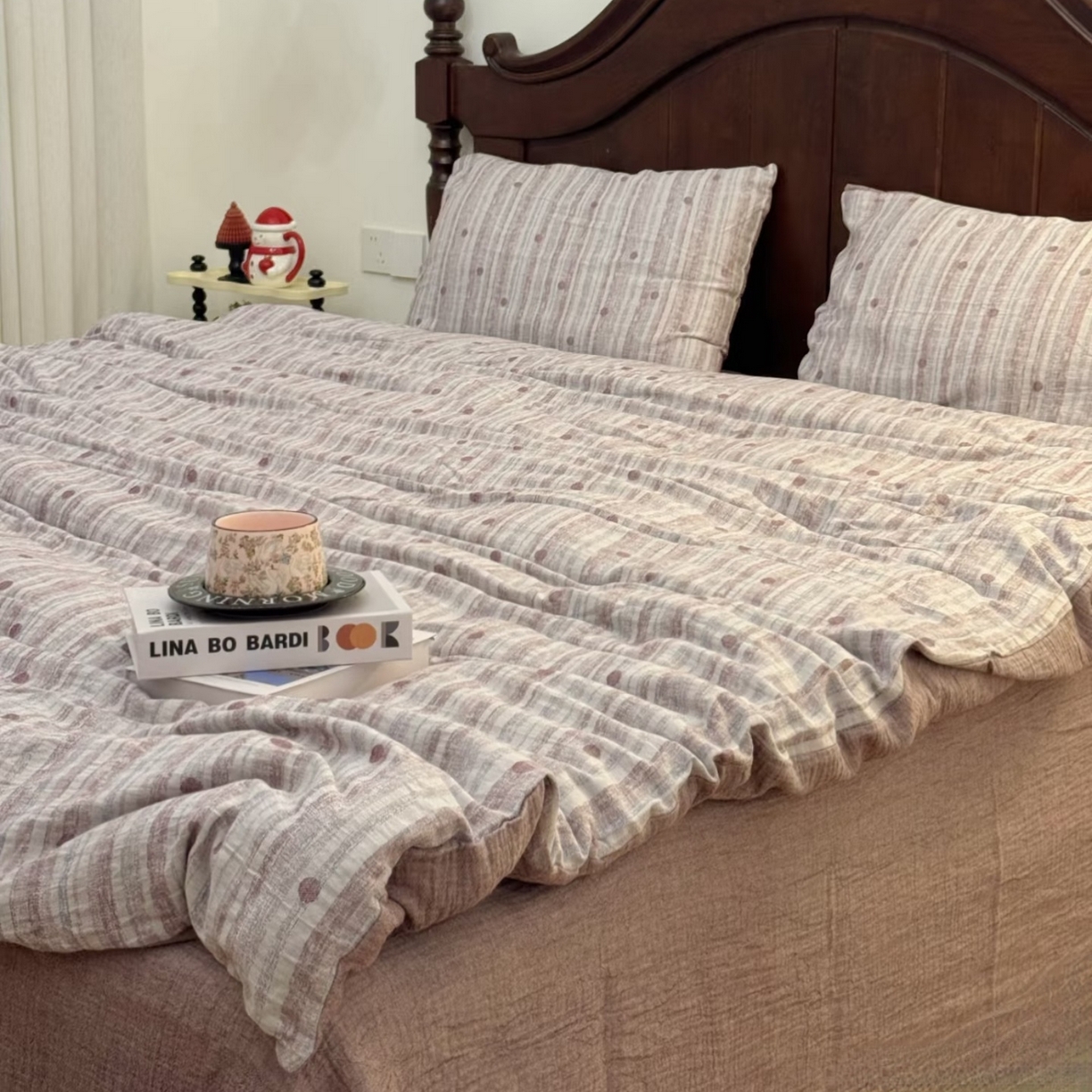 91家纺网 家纺一手货源 找家纺 （总）仰望棉麻双层纱供应链 2026新款波点全棉纯棉色织提花双层纱四件套