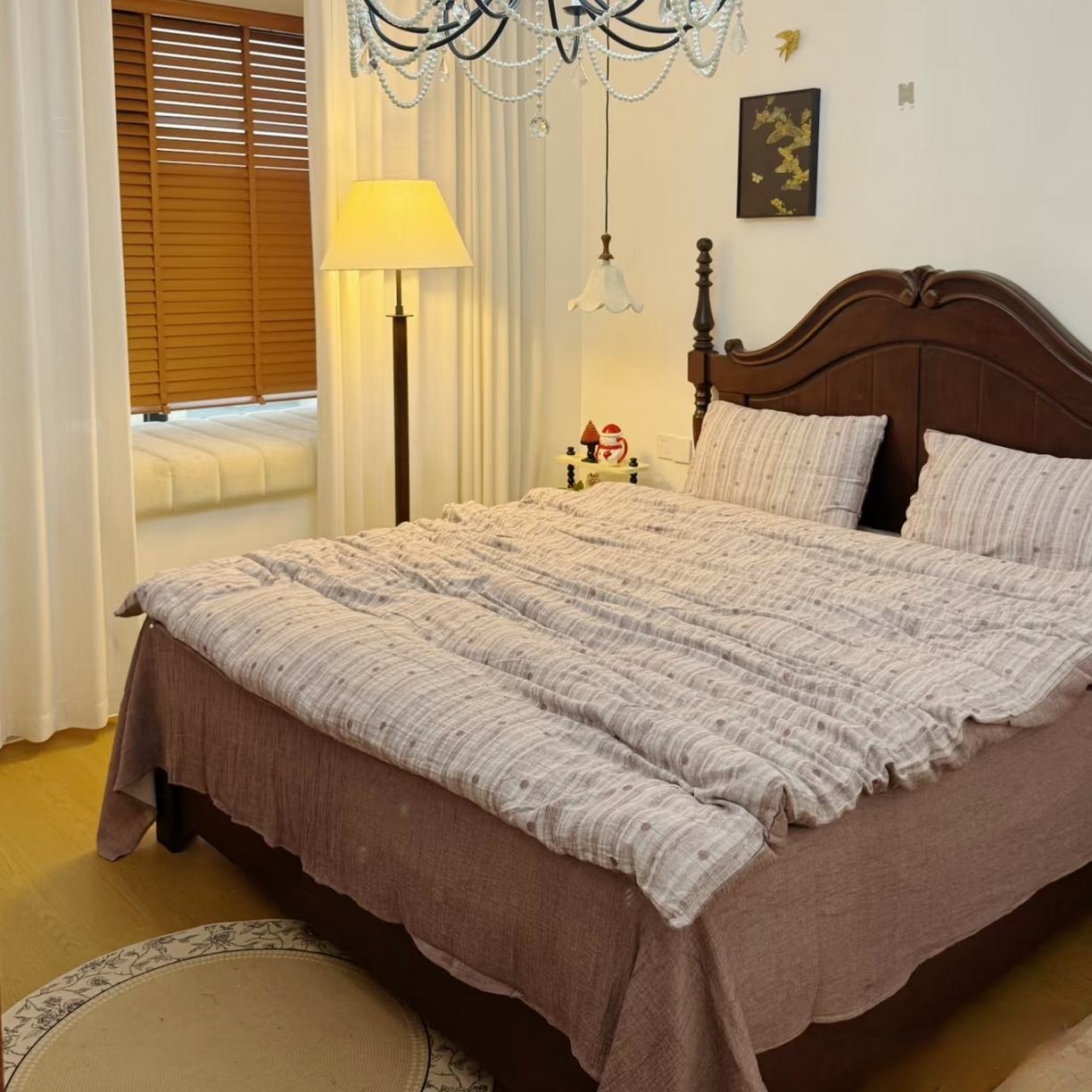 91家纺网 家纺一手货源 找家纺 （总）仰望棉麻双层纱供应链 2026新款波点全棉纯棉色织提花双层纱四件套