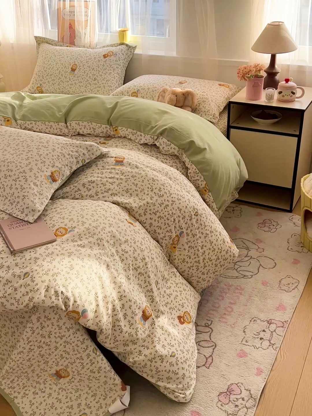 91家纺网 家纺一手货源 找家纺 仟网汇 2026新款亲肤舒适仿棉印花床盖四件套 马戏团