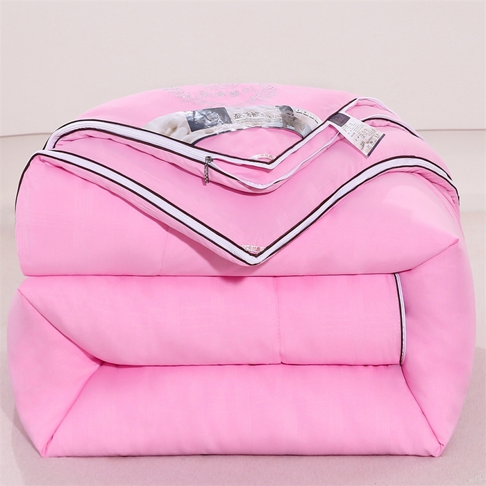 91家纺网 家纺一手货源 找家纺 前程家纺 2025新款烫钻款被冬被春秋被拉链二合一子母被双胎被拉链款 烫钻款-粉色