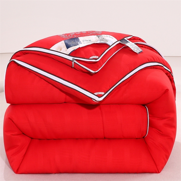 91家纺网 家纺一手货源 找家纺 前程家纺 2025新款烫钻款被冬被春秋被拉链二合一子母被双胎被拉链款 烫钻款-红色