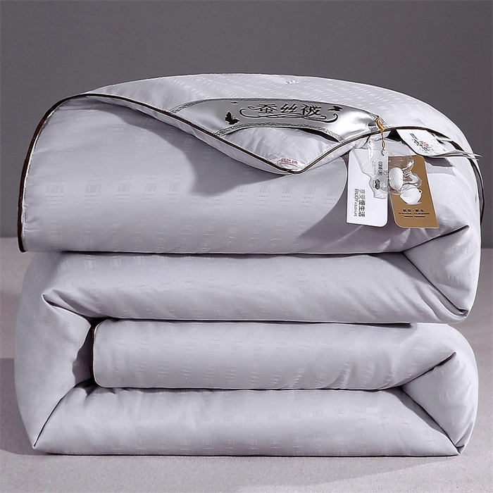 91家纺网 家纺一手货源 找家纺 2025新款小提花被冬被春秋被子冬季被芯拉链款双胎被子母被 小提花-银灰色