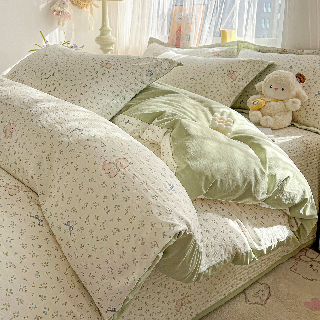 仟网汇 2026新款亲肤舒适仿棉印花床盖四件套 皮皮狗