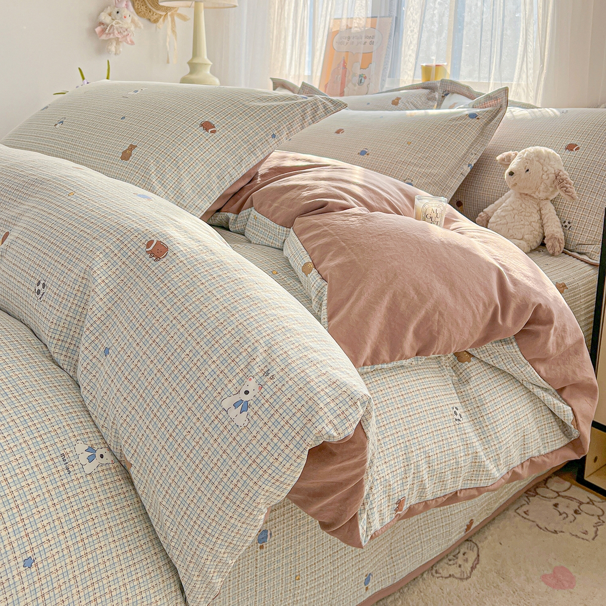 仟网汇 2026新款亲肤舒适仿棉印花床盖四件套 奇奇