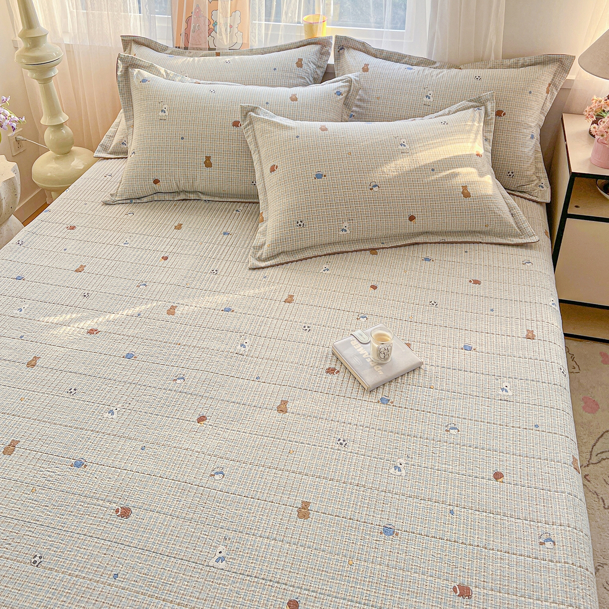 91家纺网 家纺一手货源 找家纺 仟网汇 2026新款亲肤舒适仿棉印花床盖四件套 奇奇