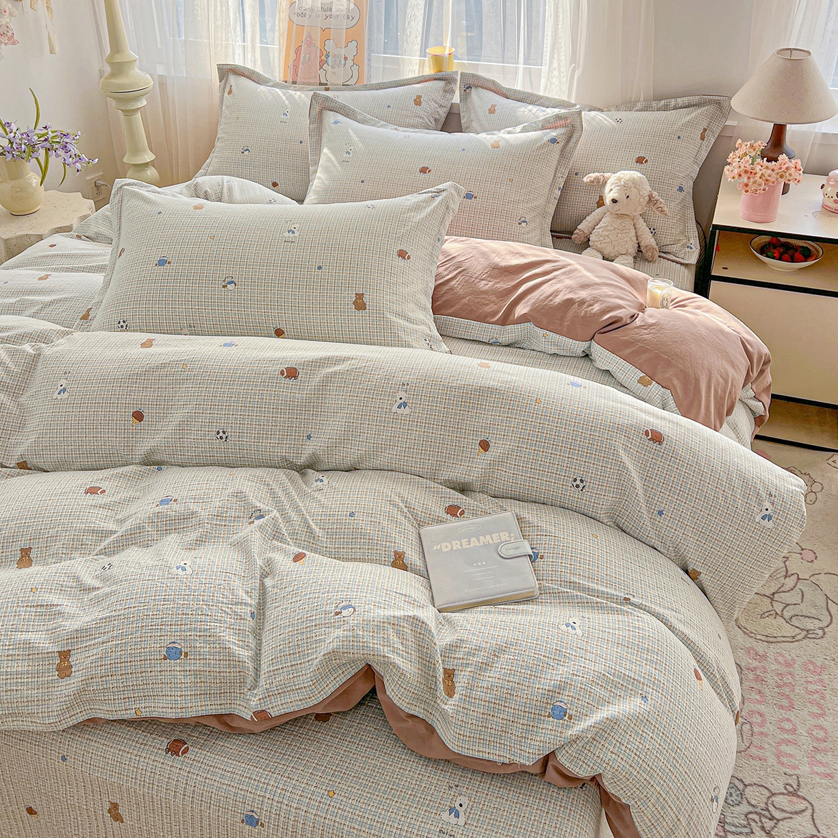 91家纺网 家纺一手货源 找家纺 仟网汇 2026新款亲肤舒适仿棉印花床盖四件套 奇奇