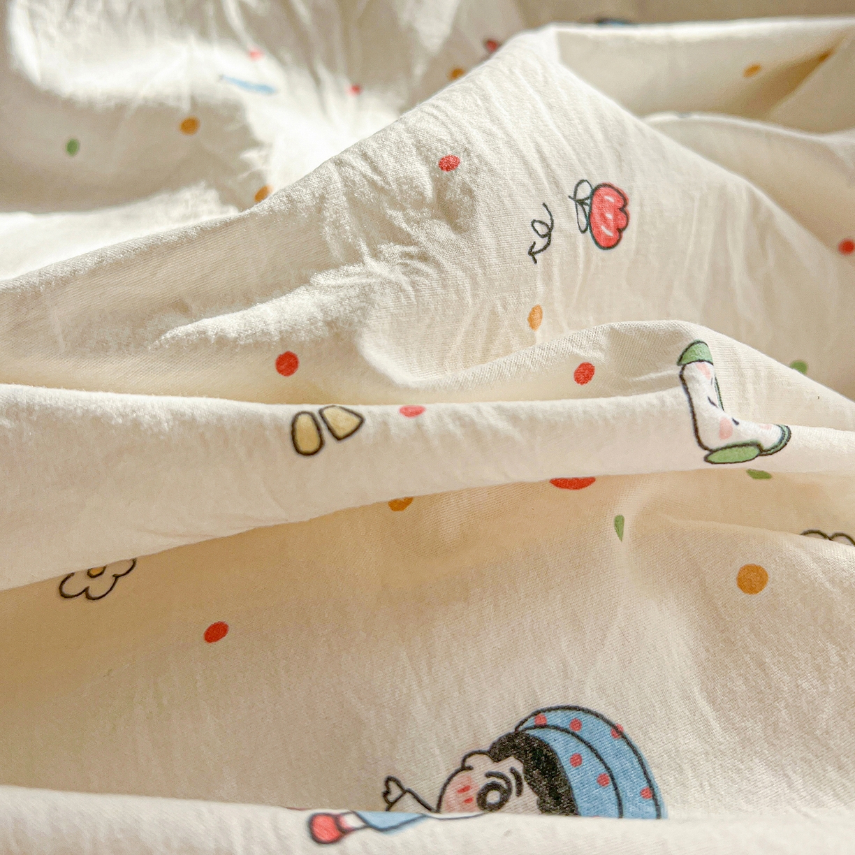 91家纺网 家纺一手货源 找家纺 仟网汇 2026新款亲肤舒适仿棉印花床盖四件套 童趣