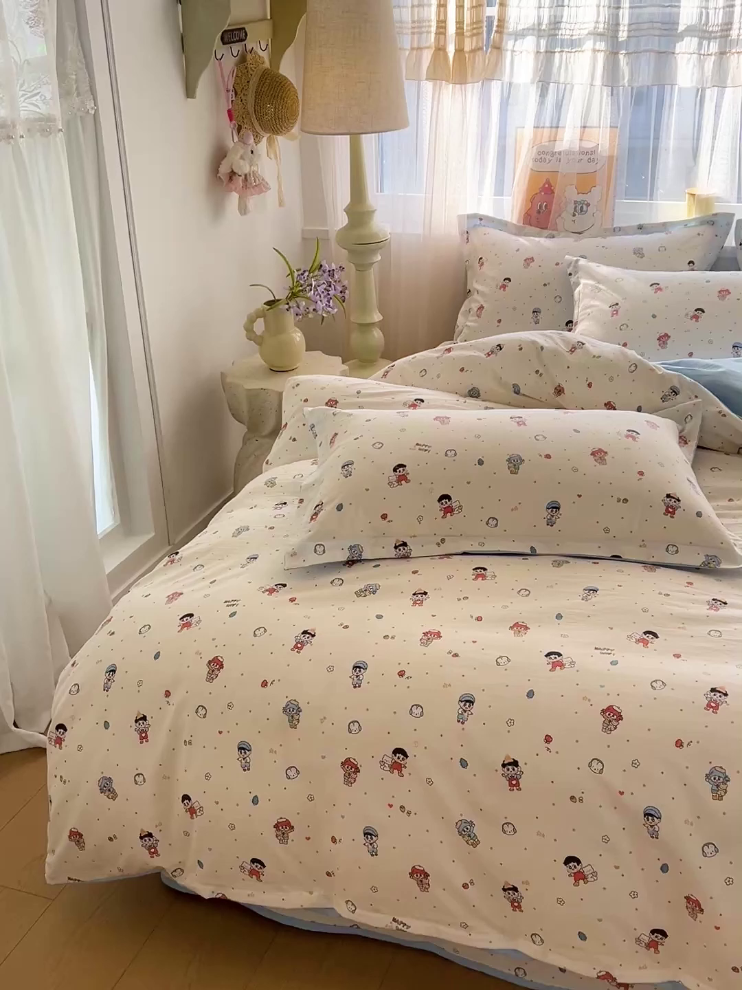 91家纺网 家纺一手货源 找家纺 仟网汇 2026新款亲肤舒适仿棉印花床盖四件套 童趣