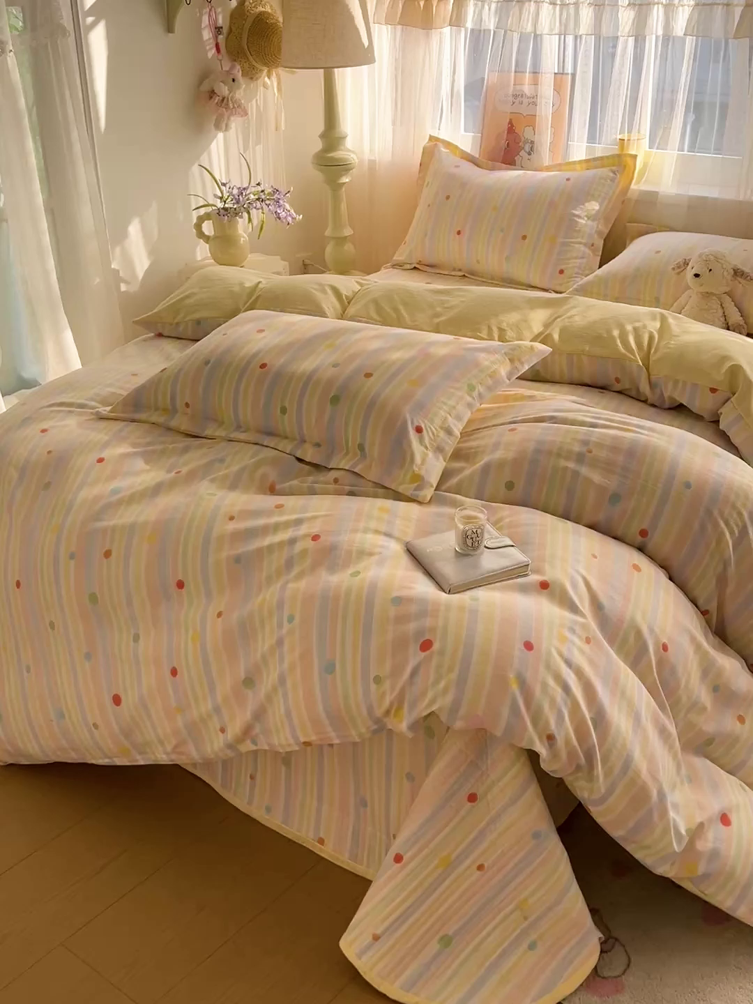 91家纺网 家纺一手货源 找家纺 仟网汇 2026新款亲肤舒适仿棉印花床盖四件套 小时光