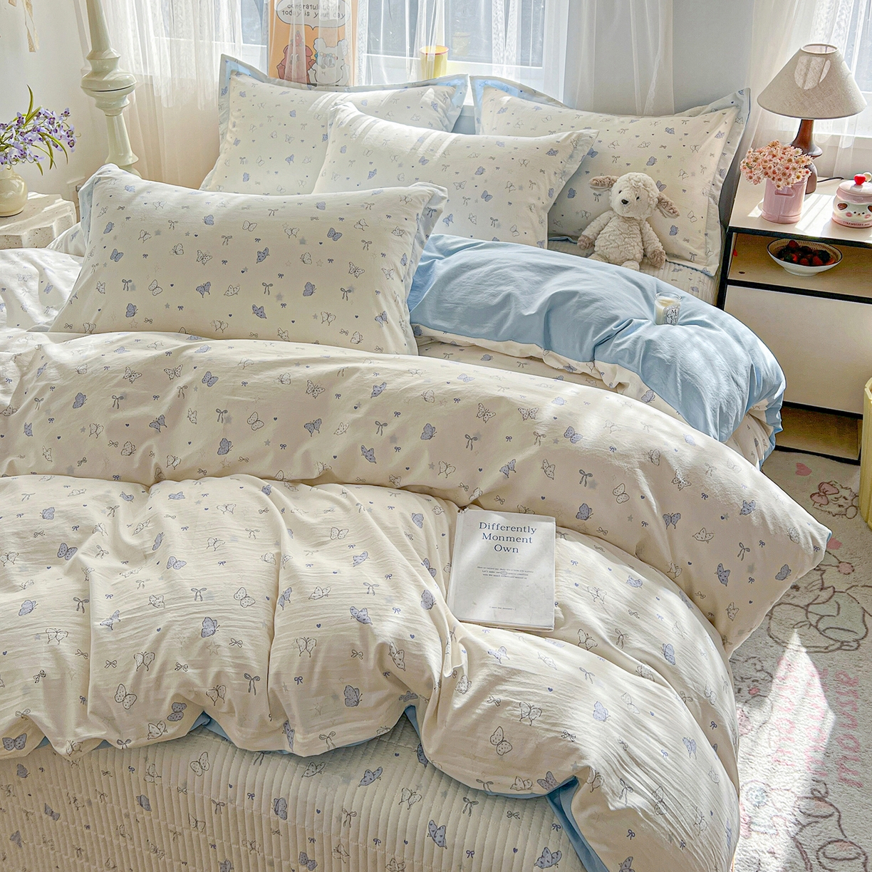 91家纺网 家纺一手货源 找家纺 仟网汇 2026新款亲肤舒适仿棉印花床盖四件套 逐梦