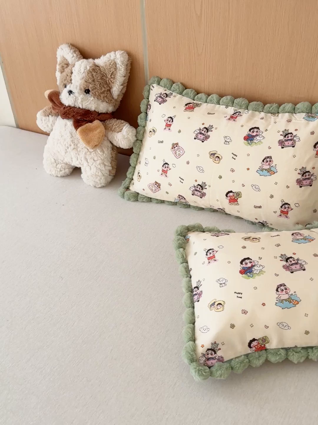 91家纺网 家纺一手货源 找家纺 金丝鸟家纺 2026新款全棉双层纱毛球款枕套多规格儿童枕套 吐司乐园