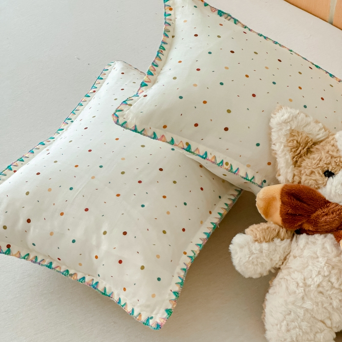 91家纺网 家纺一手货源 找家纺 （总）金丝鸟家纺 2026新款全棉双层纱贝壳边款枕套多规格儿童枕套