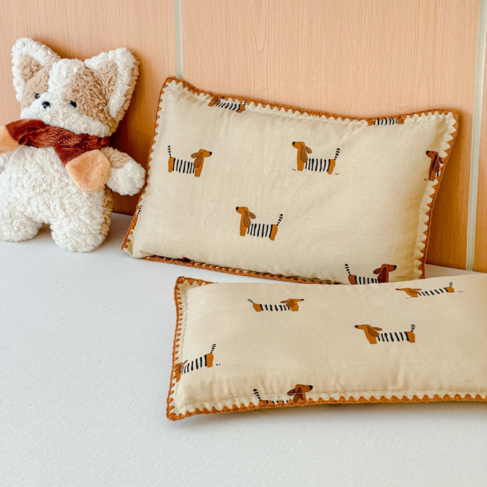 91家纺网 家纺一手货源 找家纺 （总）金丝鸟家纺 2026新款全棉双层纱贝壳边款枕套多规格儿童枕套