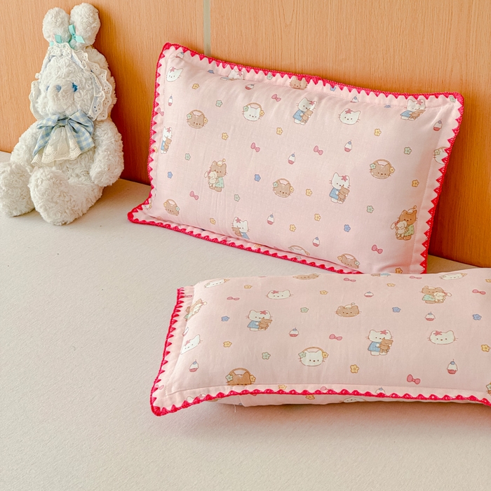 91家纺网 家纺一手货源 找家纺 （总）金丝鸟家纺 2026新款全棉双层纱贝壳边款枕套多规格儿童枕套