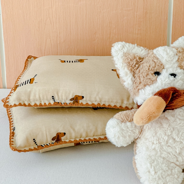 91家纺网 家纺一手货源 找家纺 金丝鸟家纺 2026新款全棉双层纱贝壳边款枕套多规格儿童枕套 拉条狗