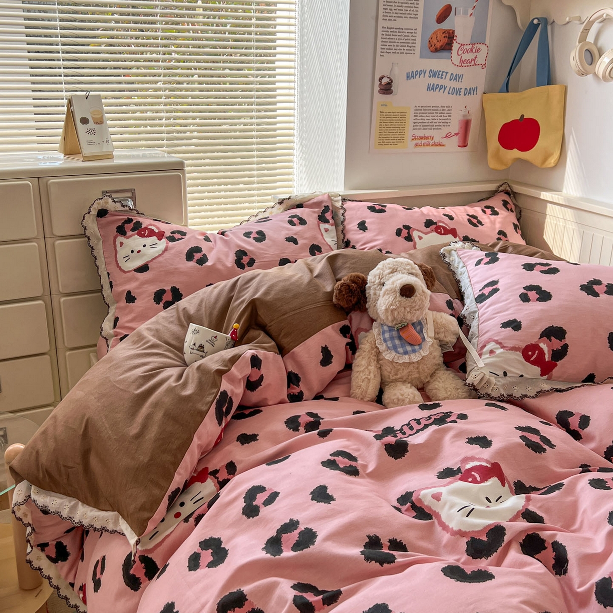 91家纺网 家纺一手货源 找家纺 （总）希诺家居 2025新款费尔岛风全棉纯棉四件套韩式小清新花边四件套