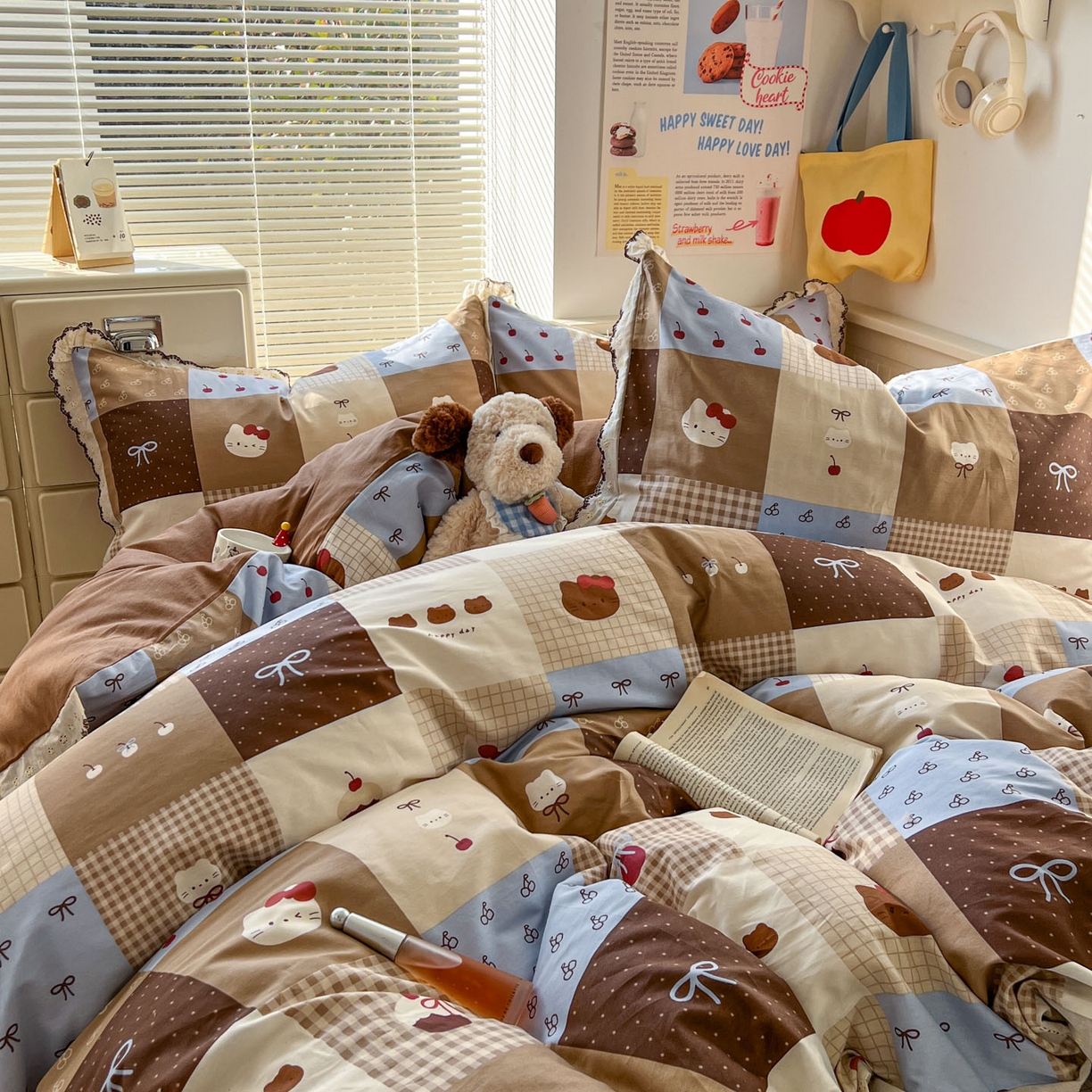 91家纺网 家纺一手货源 找家纺 希诺家居 2025新款费尔岛风全棉纯棉四件套韩式小清新花边四件套 费尔岛甜品站