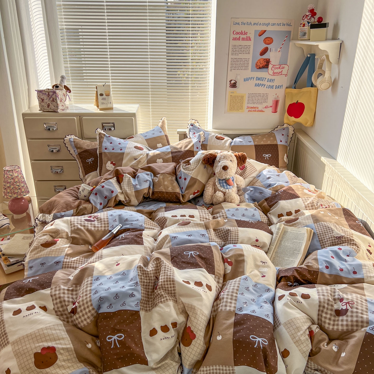 91家纺网 家纺一手货源 找家纺 希诺家居 2025新款费尔岛风全棉纯棉四件套韩式小清新花边四件套 费尔岛甜品站