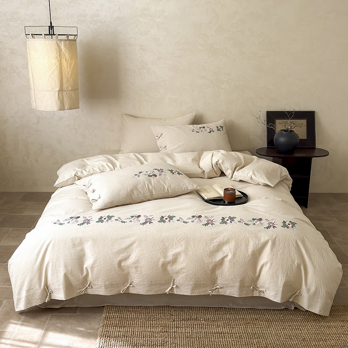 91家纺网 家纺一手货源 找家纺 （总）Mr.pig猪先生水洗棉 2025新款中古风复古棉麻法式A类棉麻绣花四件套（展示价格为控价，实际价格联系客服）