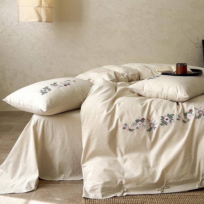 91家纺网 家纺一手货源 找家纺 （总）Mr.pig猪先生水洗棉 2025新款中古风复古棉麻法式A类棉麻绣花四件套（展示价格为控价，实际价格联系客服）