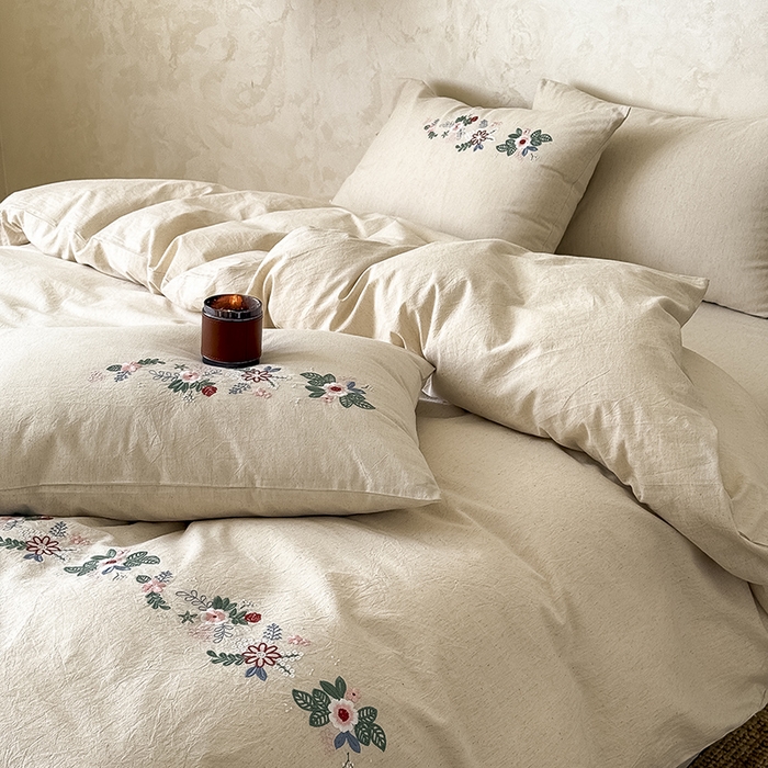 91家纺网 家纺一手货源 找家纺 （总）Mr.pig猪先生水洗棉 2025新款中古风复古棉麻法式A类棉麻绣花四件套（展示价格为控价，实际价格联系客服）