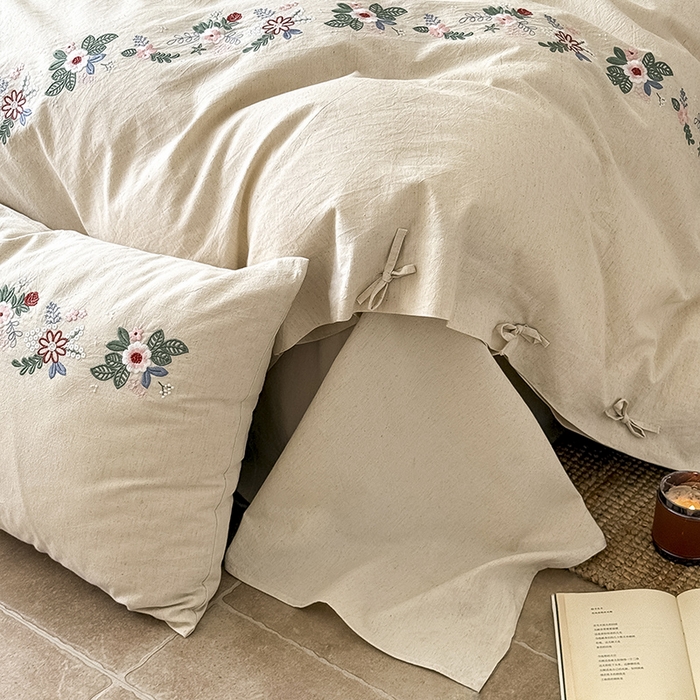 91家纺网 家纺一手货源 找家纺 （总）Mr.pig猪先生水洗棉 2025新款中古风复古棉麻法式A类棉麻绣花四件套（展示价格为控价，实际价格联系客服）