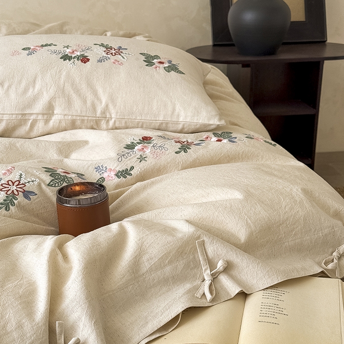 91家纺网 家纺一手货源 找家纺 （总）Mr.pig猪先生水洗棉 2025新款中古风复古棉麻法式A类棉麻绣花四件套（展示价格为控价，实际价格联系客服）