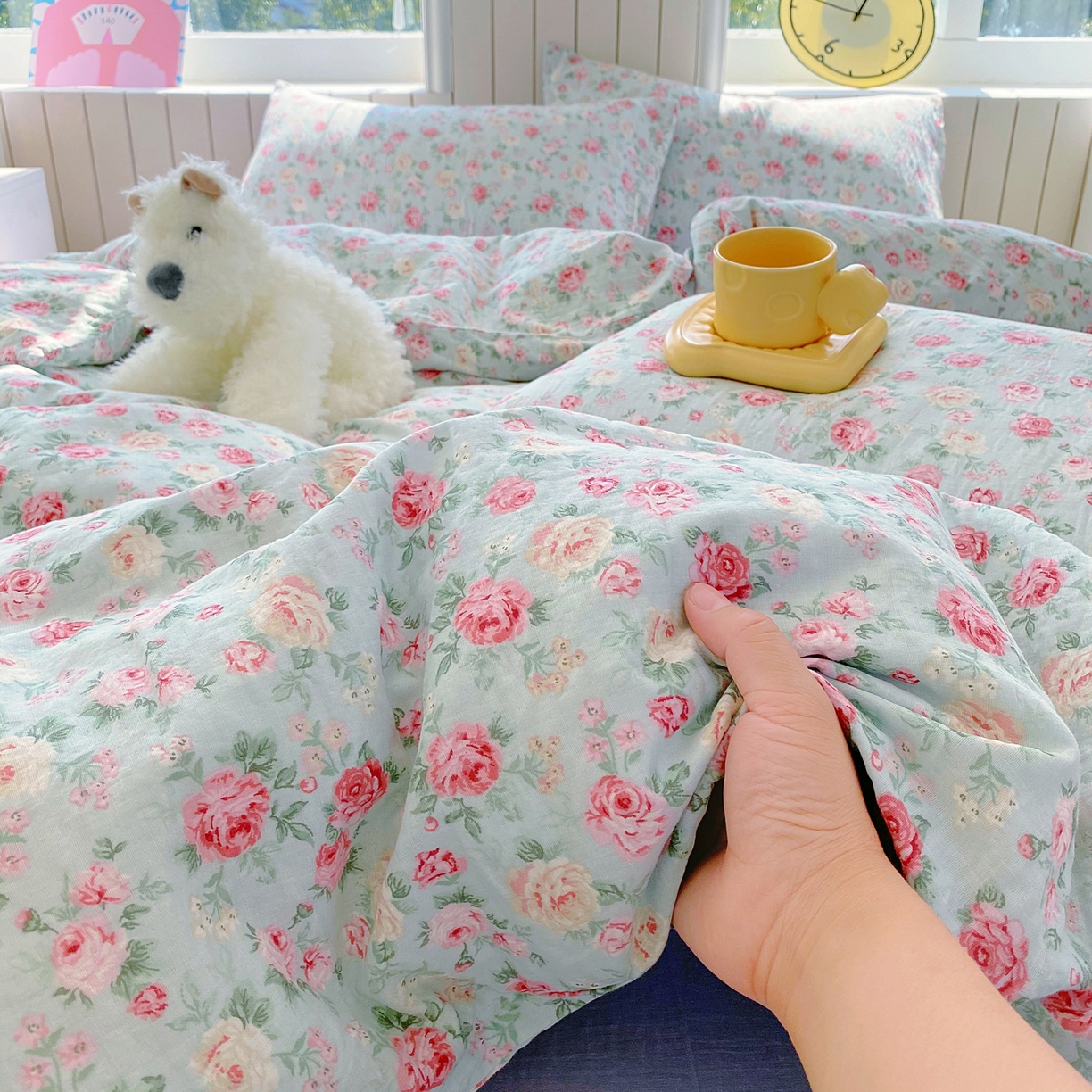 91家纺网 家纺一手货源 找家纺 春皖家纺 2026新款A类全棉有氧双层纱印花四件套单品系列-四件套 桂语兰庭