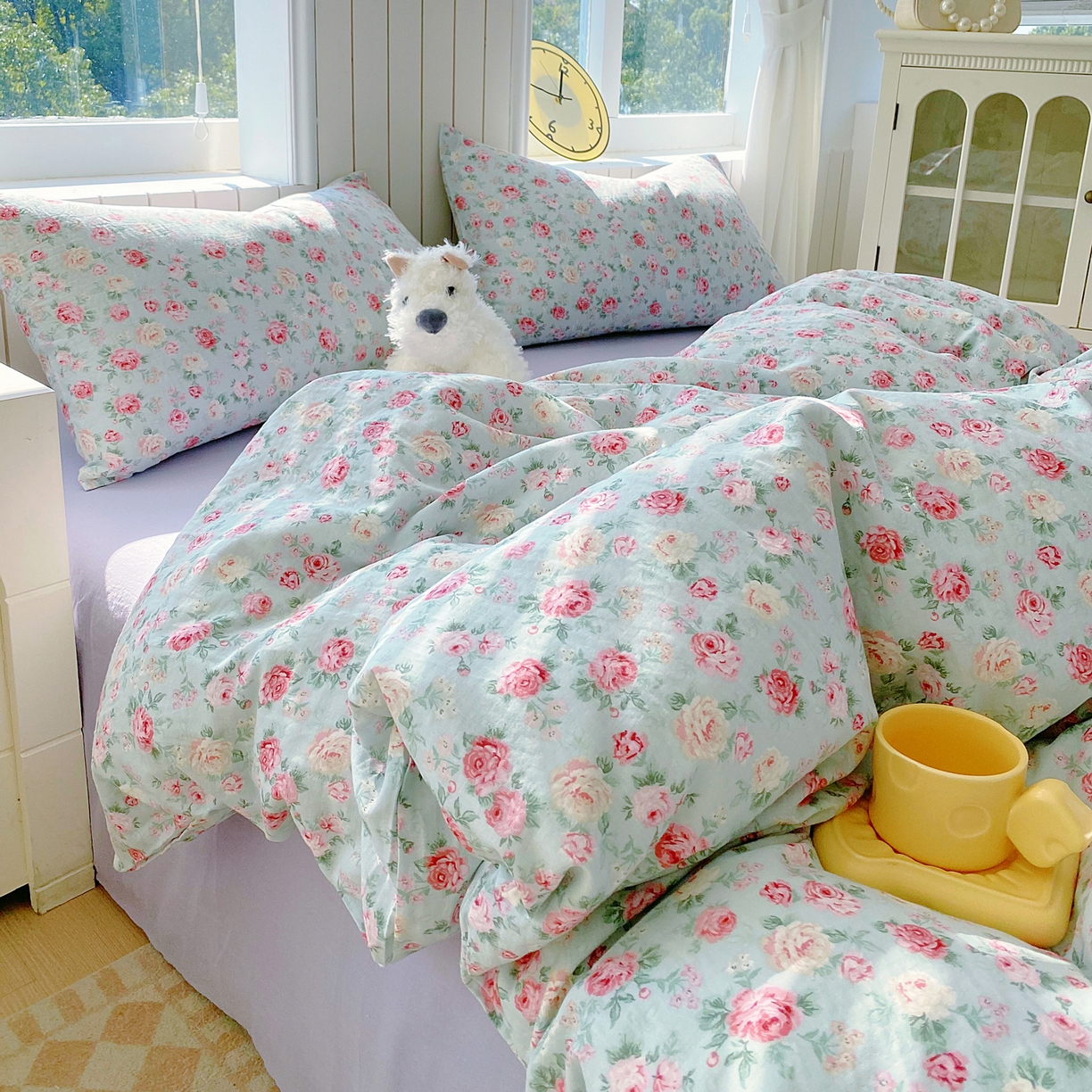 91家纺网 家纺一手货源 找家纺 春皖家纺 2026新款A类全棉有氧双层纱印花四件套单品系列-四件套 桂语兰庭