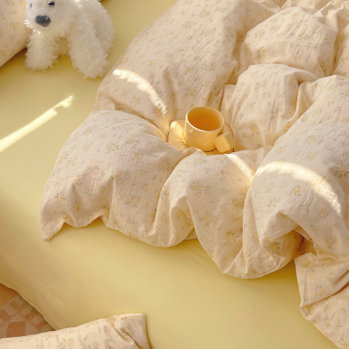 91家纺网 家纺一手货源 找家纺 春皖家纺 2026新款A类全棉有氧双层纱印花四件套单品系列-四件套 晴丝一缕