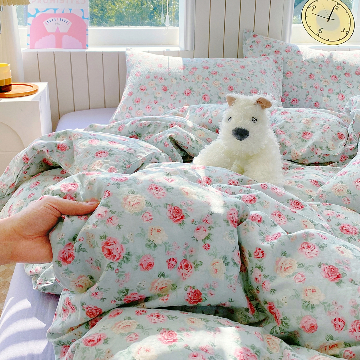 91家纺网 家纺一手货源 找家纺 春皖家纺 2026新款A类全棉有氧双层纱印花四件套单品系列-四件套 桂语兰庭