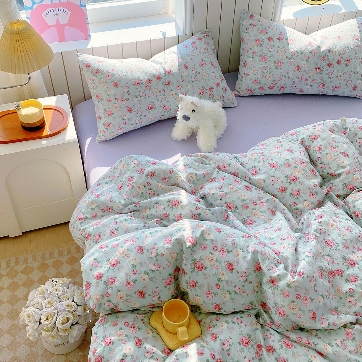 91家纺网 家纺一手货源 找家纺 春皖家纺 2026新款A类全棉有氧双层纱印花四件套单品系列-四件套 桂语兰庭