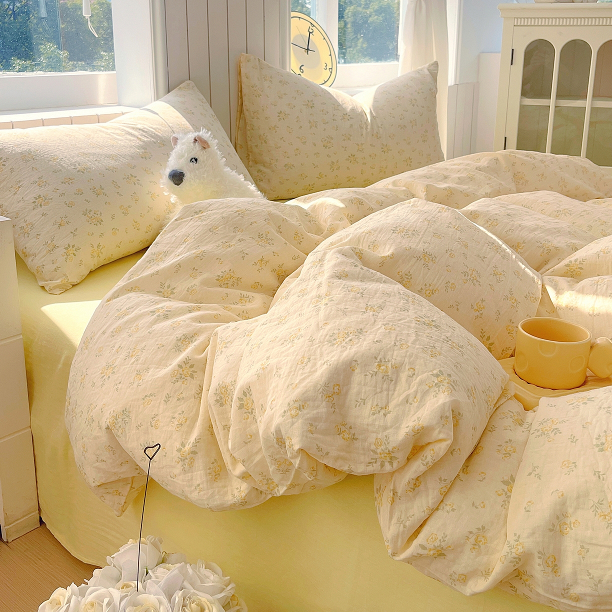 91家纺网 家纺一手货源 找家纺 春皖家纺 2026新款A类全棉有氧双层纱印花四件套单品系列-四件套 晴丝一缕