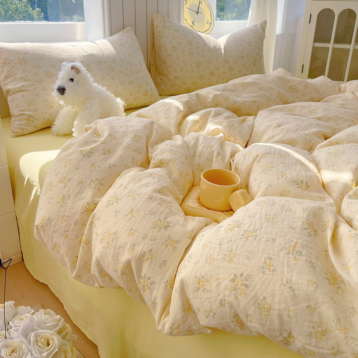 91家纺网 家纺一手货源 找家纺 春皖家纺 2026新款A类全棉有氧双层纱印花四件套单品系列-四件套 晴丝一缕