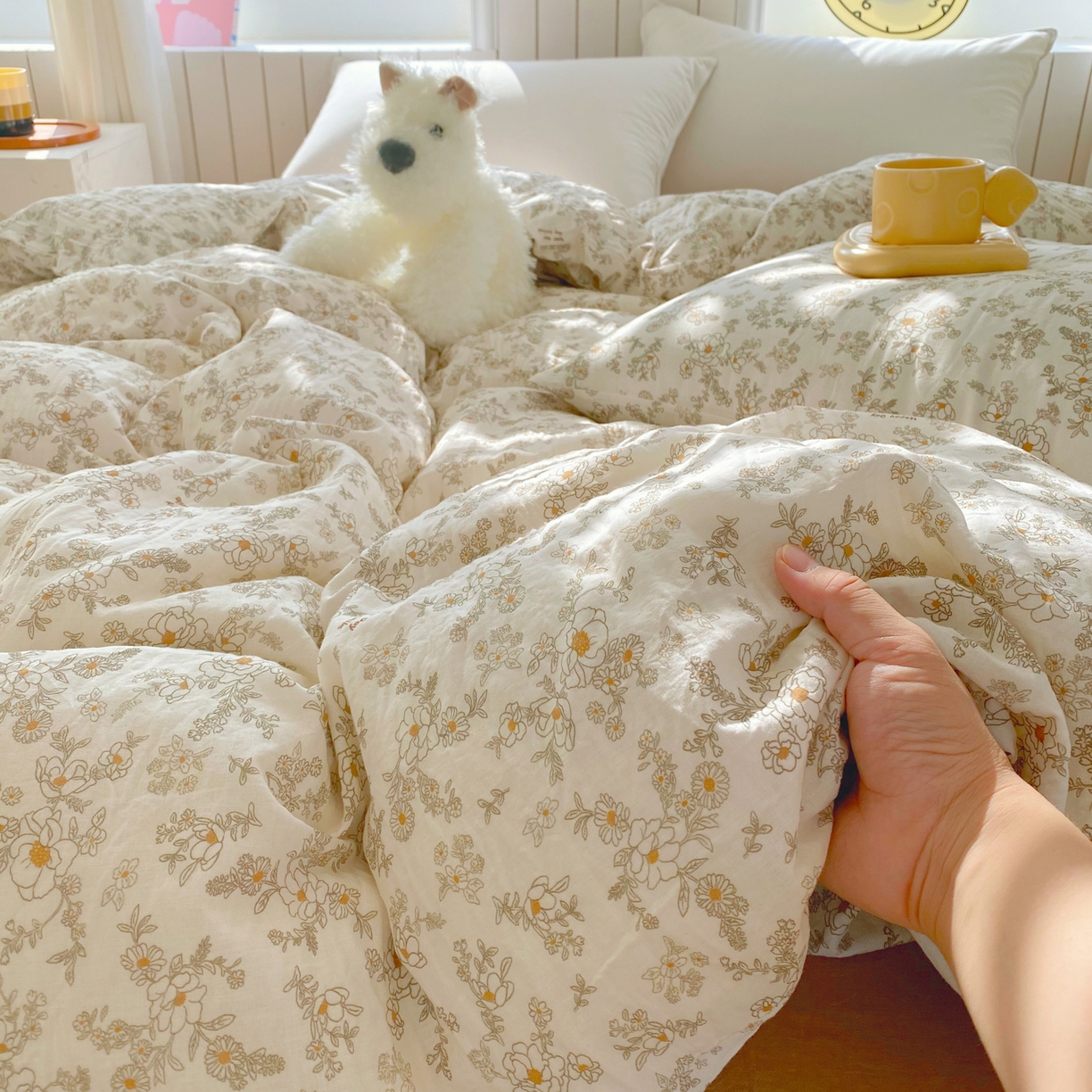 91家纺网 家纺一手货源 找家纺 春皖家纺 2026新款A类全棉有氧双层纱印花四件套单品系列-四件套 花织