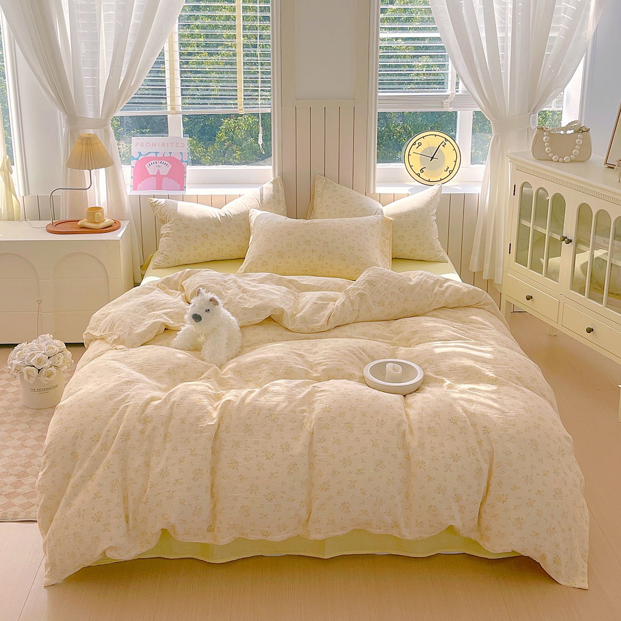 91家纺网 家纺一手货源 找家纺 春皖家纺 2026新款A类全棉有氧双层纱印花四件套单品系列-四件套 晴丝一缕