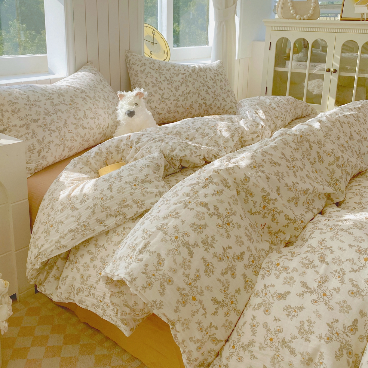 91家纺网 家纺一手货源 找家纺 春皖家纺 2026新款A类全棉有氧双层纱印花四件套单品系列-四件套 花织