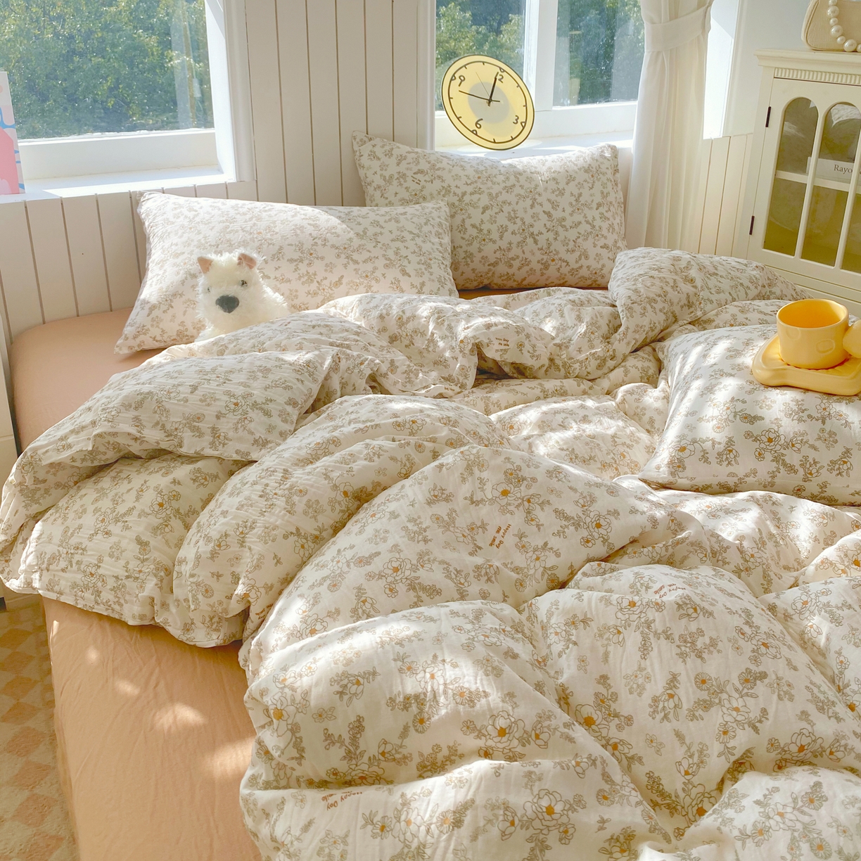 91家纺网 家纺一手货源 找家纺 春皖家纺 2026新款A类全棉有氧双层纱印花四件套单品系列-四件套 花织